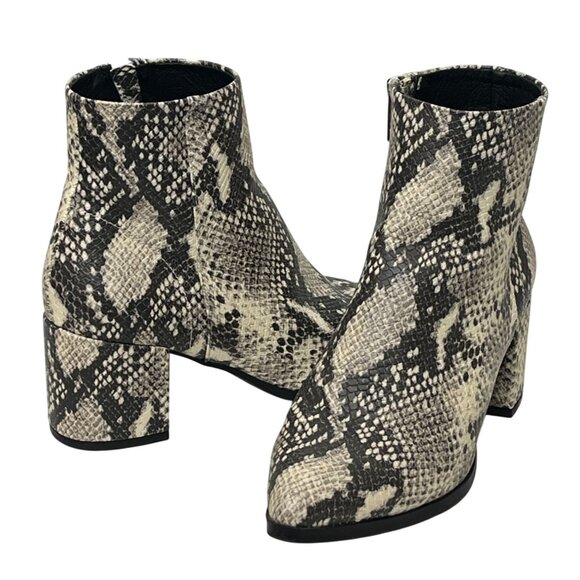 Madden Girl Faux Leather Snake Print Ankle Booties Women’s 6 Block Heel - Picture 1 of 13